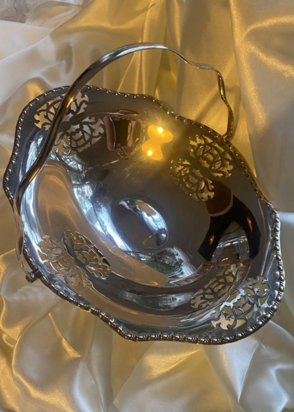 Vintage Silver Round Royal Bouquet Dish