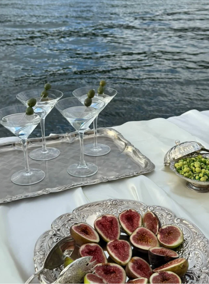 Vintage Brushed Swirl Silver Service Tray
