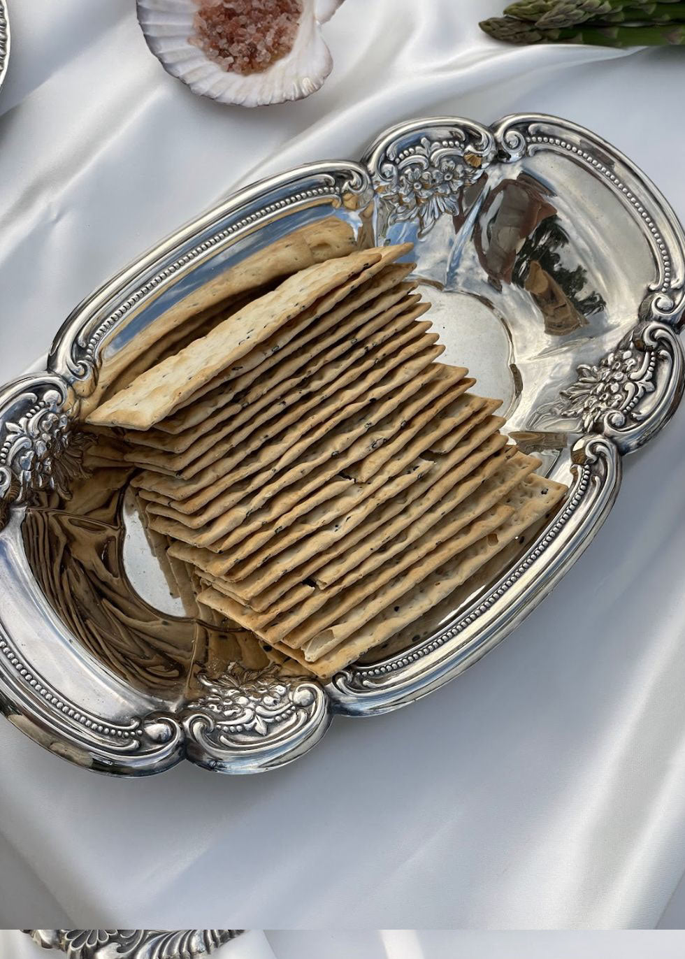 Vintage Silver Embossed Serving Dish