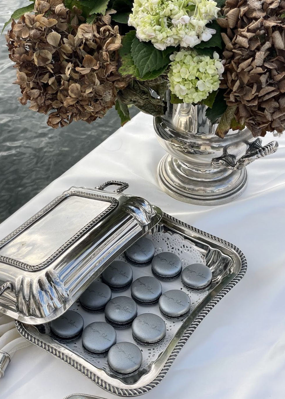 Vintage Silver Roll-Top Serving Dish with Lid