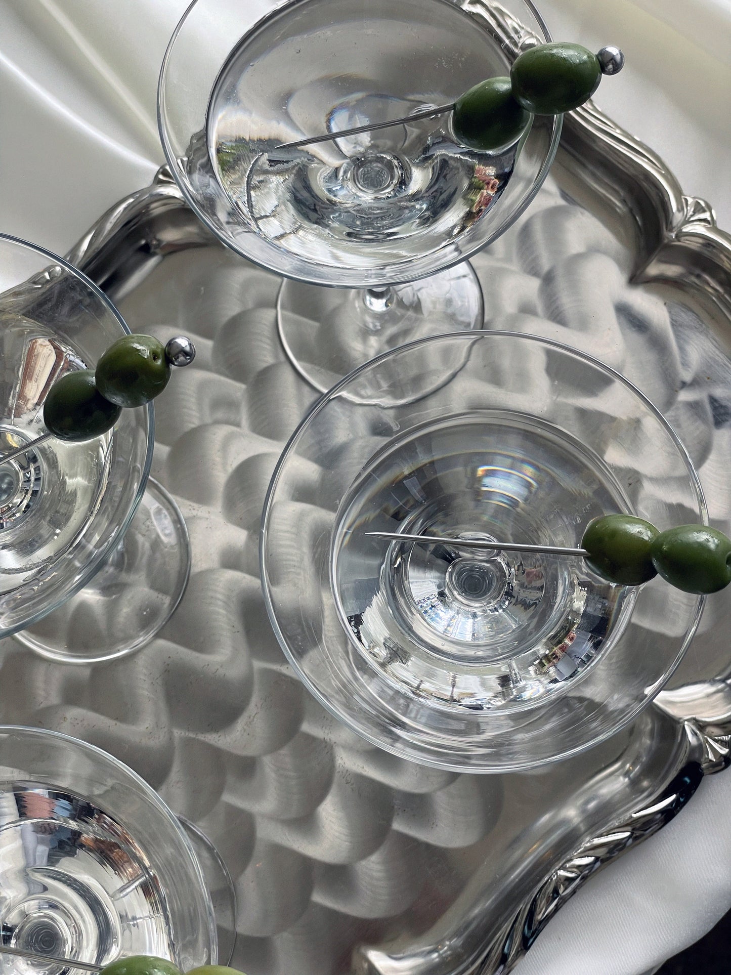 Vintage Brushed Swirl Silver Service Tray - 42cm