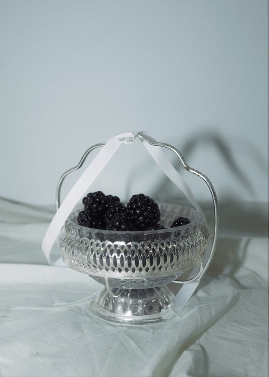 Vintage Glass & Silver Footed Bowl with Spoon