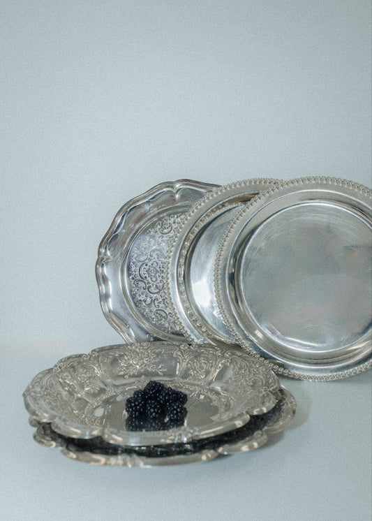 Vintage Silver Embossed Round Dish