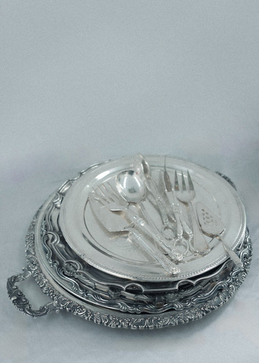 Vintage Silver Round Serving Trays – Assorted Styles