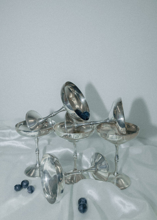 Vintage Silver Coupe Glasses – Set of 6