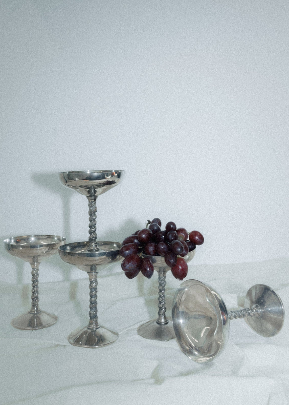 Vintage Silver Twisted Stem Coups –  set of 6