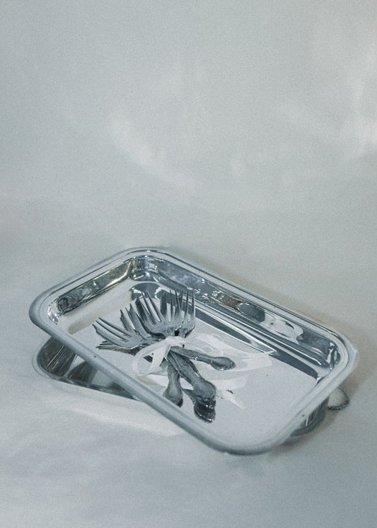 Vintage Silver Roll-Top Serving Dish with Lid