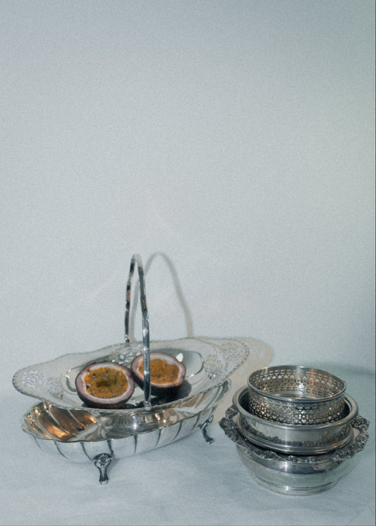 Vintage Silver Round Royal Bouquet Dish