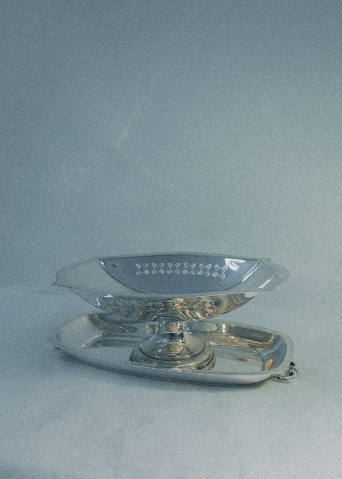 Vintage Silver Scalloped Bowl on Stand