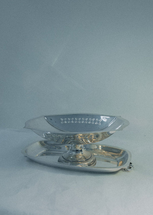 Vintage Silver Scalloped Bowl on Stand