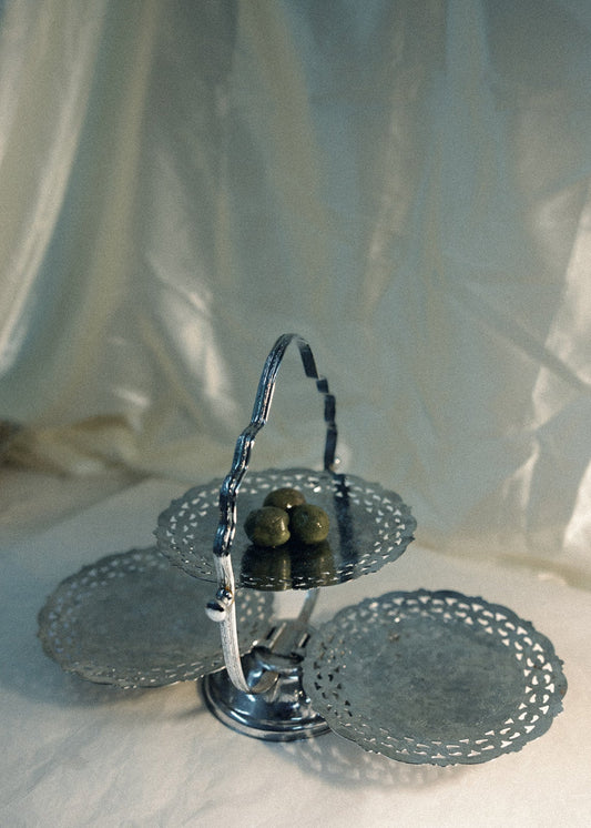 Vintage Silver Folding 3 Tiered Stand