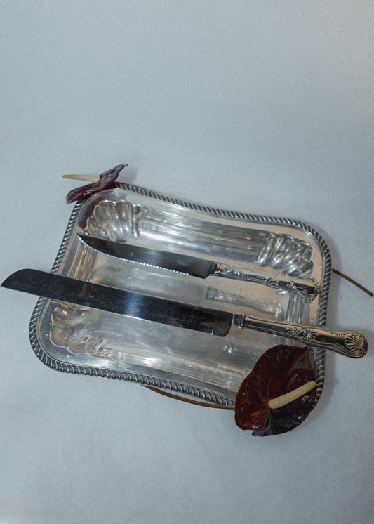 Vintage Silver Square Tray – Beaded Edge