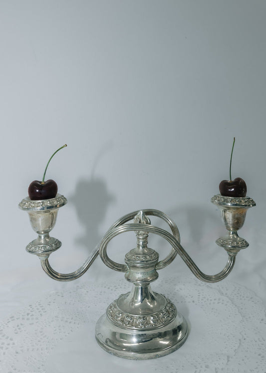 Vintage Double Arm Silver Candelabra