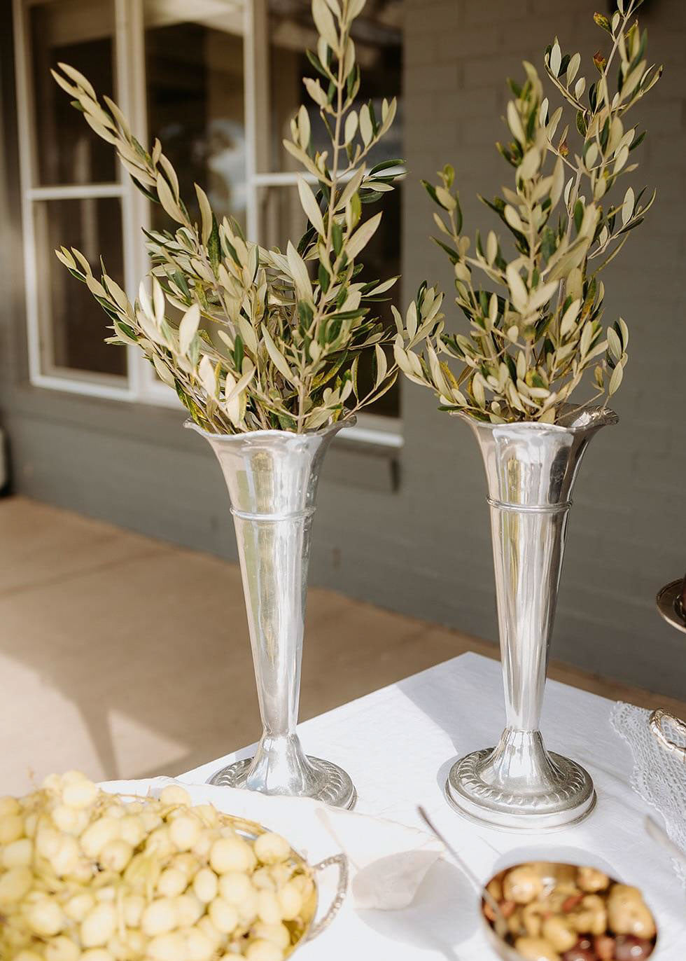 Vintage Silver Trumpet Vases – Set of 2