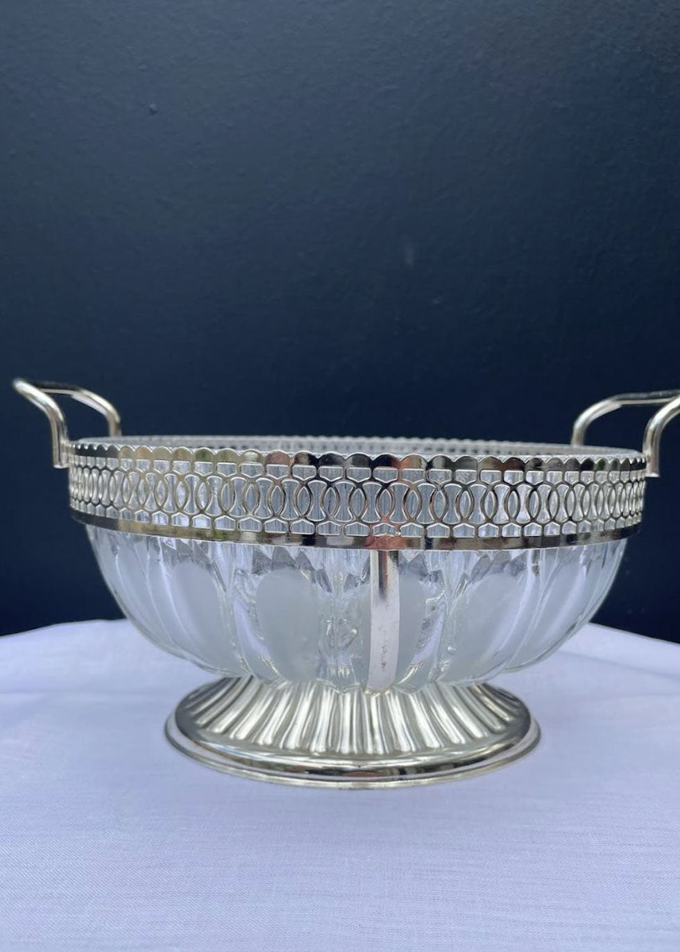 Vintage Glass & Silver Footed Bowl